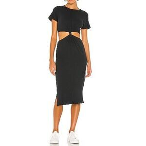 Chrissy Teigen X Revolve Short Sleeve Knot Front Cutout Tee Shirt Dress Black XS